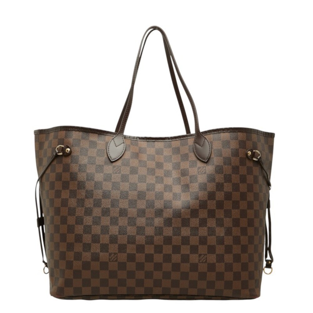 Louis Vuitton Damier Neverfull GM Tote Bag Shoulder N51106 Brown Leather Wome...